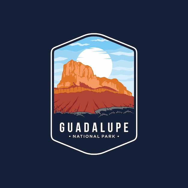 Guadalupe Mountains National park emblem patch logo illustration on dark background