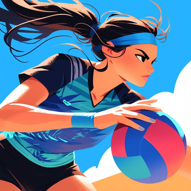 A Guamanian woman is playing volleyball