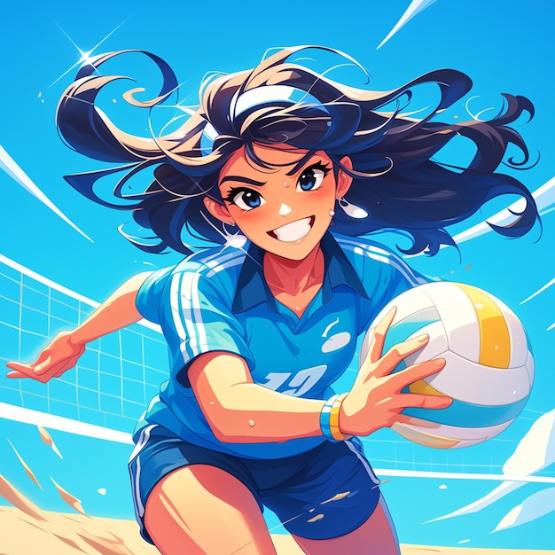 A Guamanian woman is playing volleyball