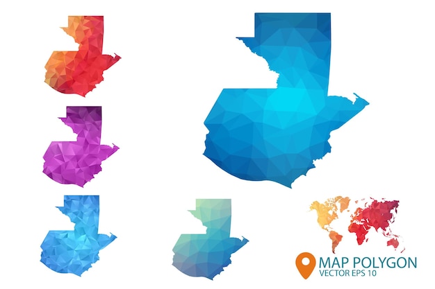 Guatemala Map Set of geometric rumpled triangular low poly style gradient graphic background