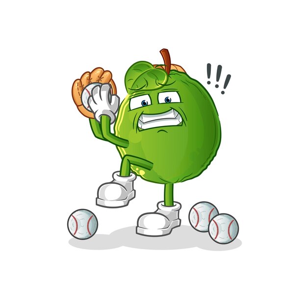 guava baseball pitcher cartoon. cartoon mascot vector