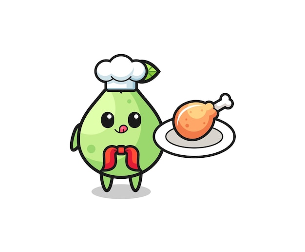 Guava fried chicken chef cartoon character  cute design