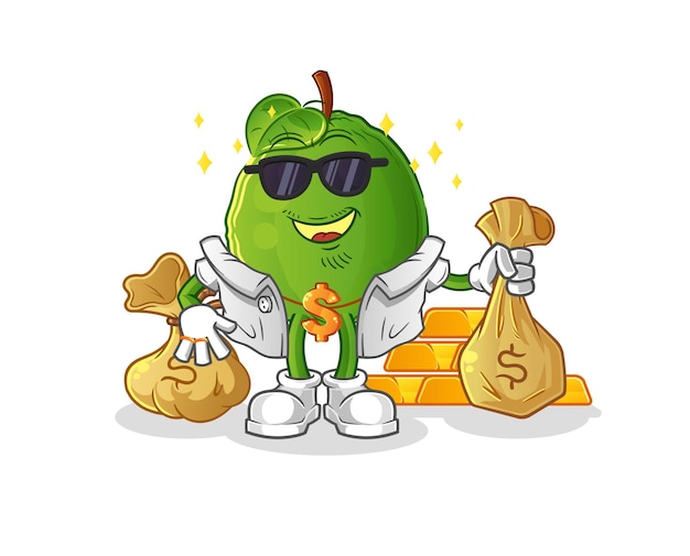 Guava rich character. cartoon mascot vector