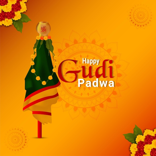 Gudi padwa celebration greeting card