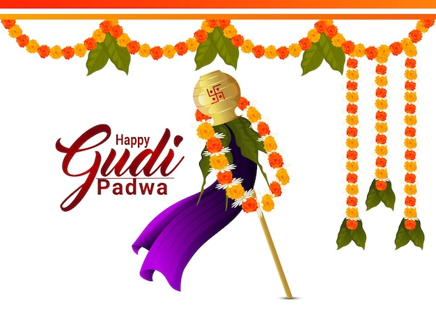 Gudi padwa vector illustration background