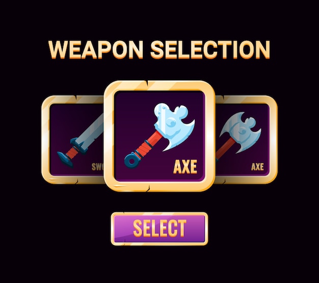 Gui weapon selection interface, perfect for 2d game ui