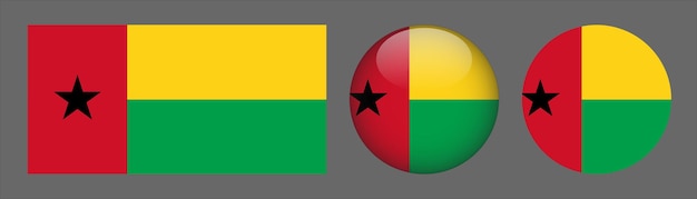 Guinea Bissau Flag Set Collection Vector