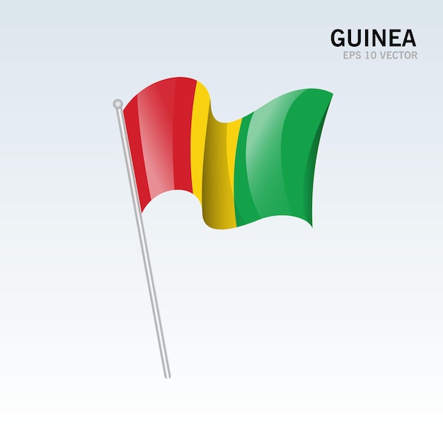 Guinea-Bissau waving flag isolated on gray