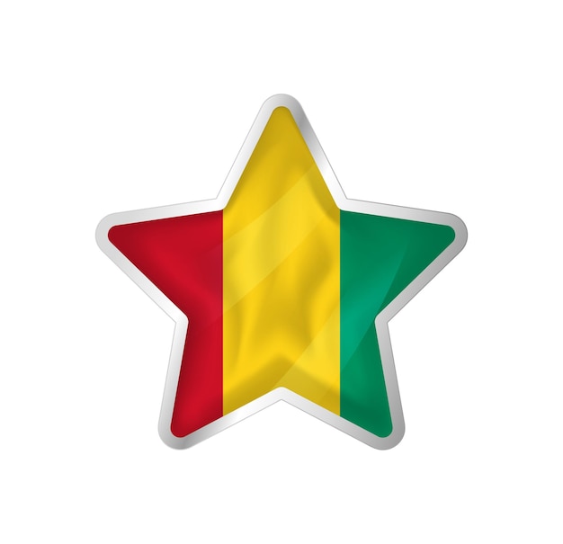 Guinea flag in star. Button star and flag template. Easy editing and vector in groups. National flag