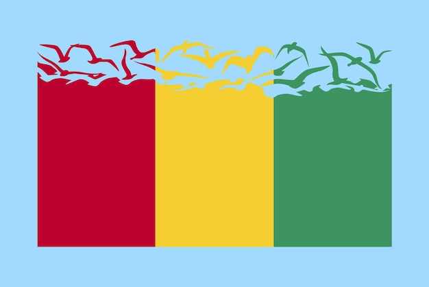 Guinea flag with freedom concept Guinea flag transforming into flying birds vector