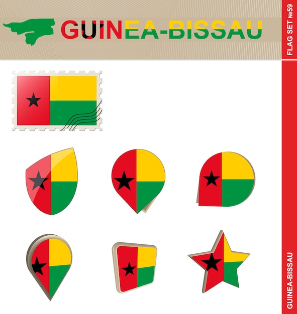 GuineaBissau Flag Set Flag Set 59 Vector