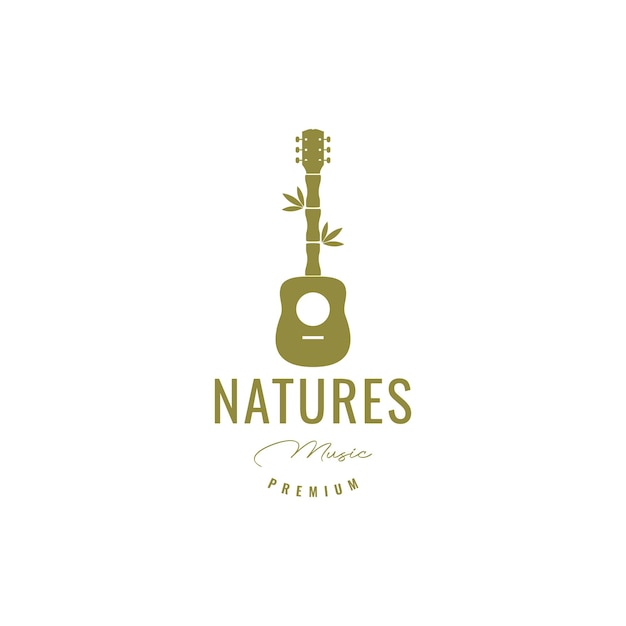 Guitar bamboo logo design vector