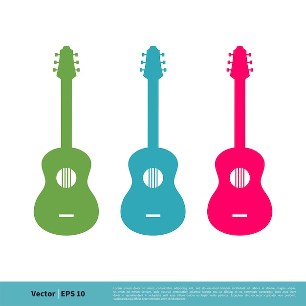 Guitar Colorful Set Icon Vector Logo Template Illustration Design Vector EPS 10