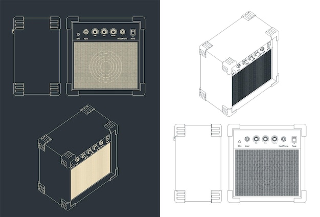 Guitar combo amplifier drawings