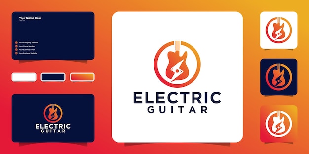 Guitar and electric logo design inspiration, and business card inspiration