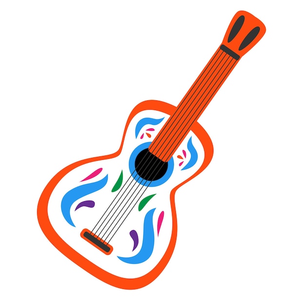 Guitar in flat style Musical instrument clip art