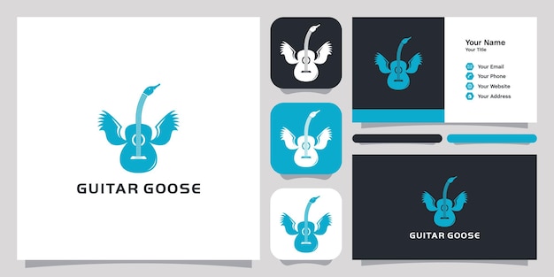 Guitar Goose logo icon symbol template logo and business card