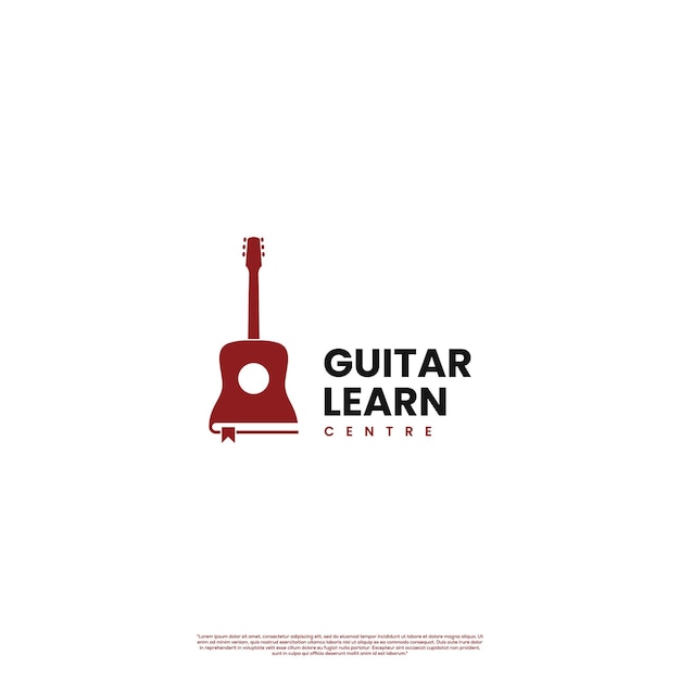 Guitar learn logo design on isolated background guitar combine with book logo concept