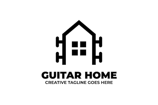 Guitar Music Studio Home Monoline Logo