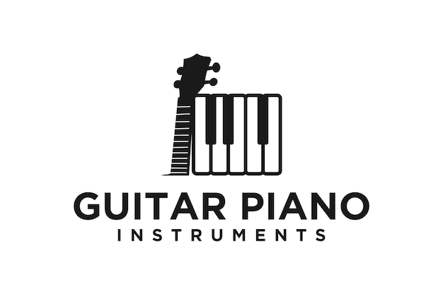 Guitar Pick and Piano for music instrument logo