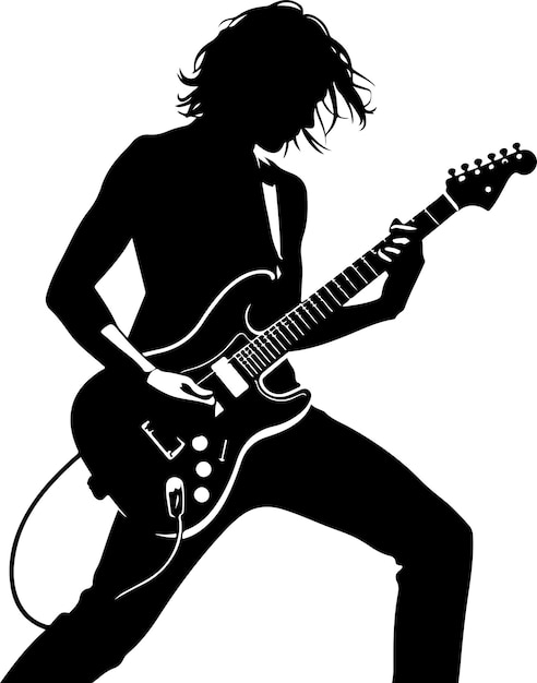 Vector a guitar player musician in performing pose vector silhouette 14