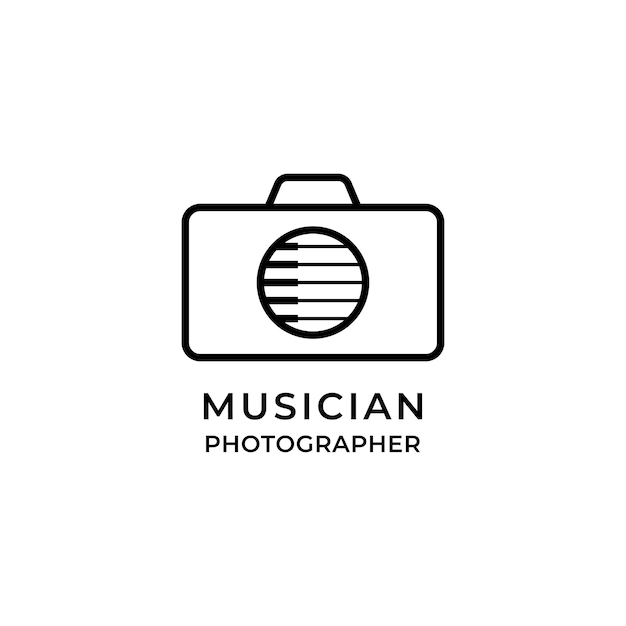 Guitar Strings Hole with Digital Camera Photo for Music and Photography Studio logo design