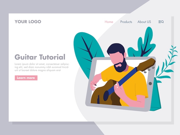 Guitar Tutorial Illustration for landing page