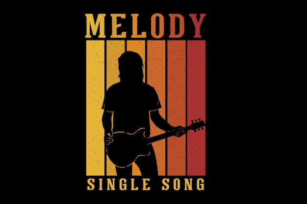 Guitarist melody single song silhouette design