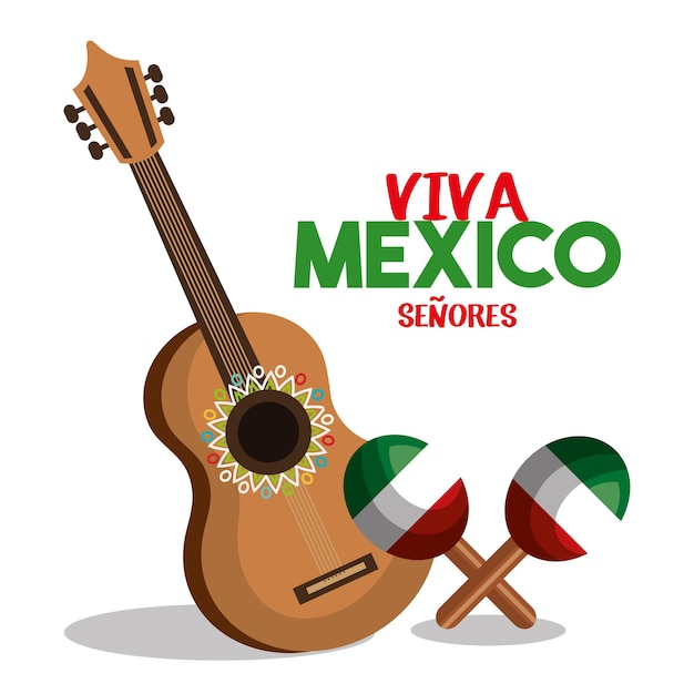 guitat and maraca flag mexico design 