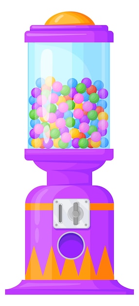 Gumball machine Cartoon kid game with sweet candies isolated on white background