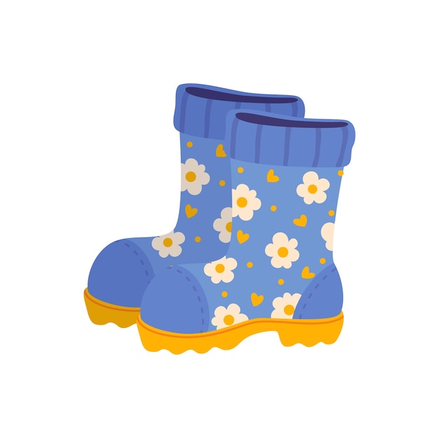 Gumboots in daisy flowers waterproof rubber boots