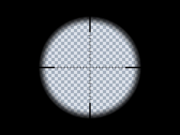 Gun viewfinder Sniper hunting scope on a transparent background Distance zoom