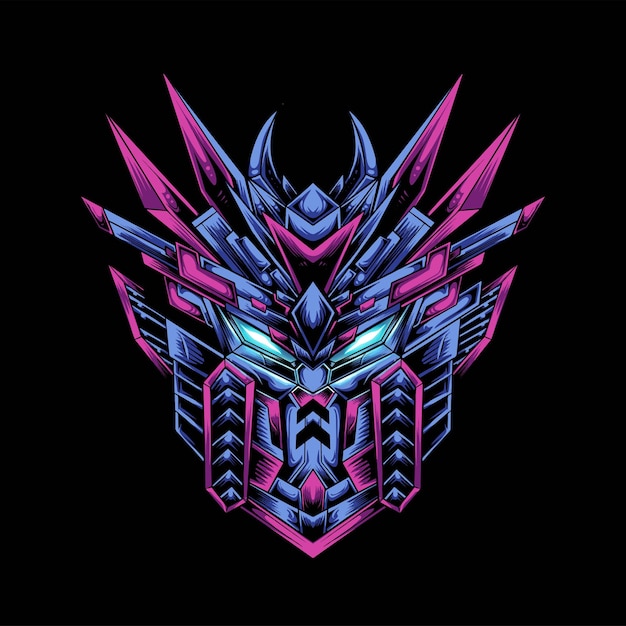 Gundam head mascot logo design with modern illustration