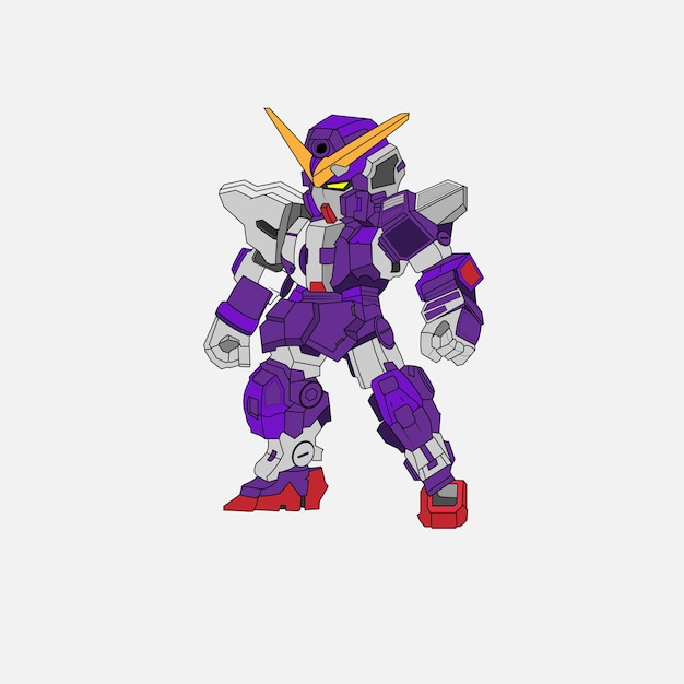 Gundam war machine vector illustration for apparel or badge