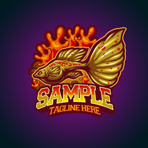 Guppy fish template mascot logo vector