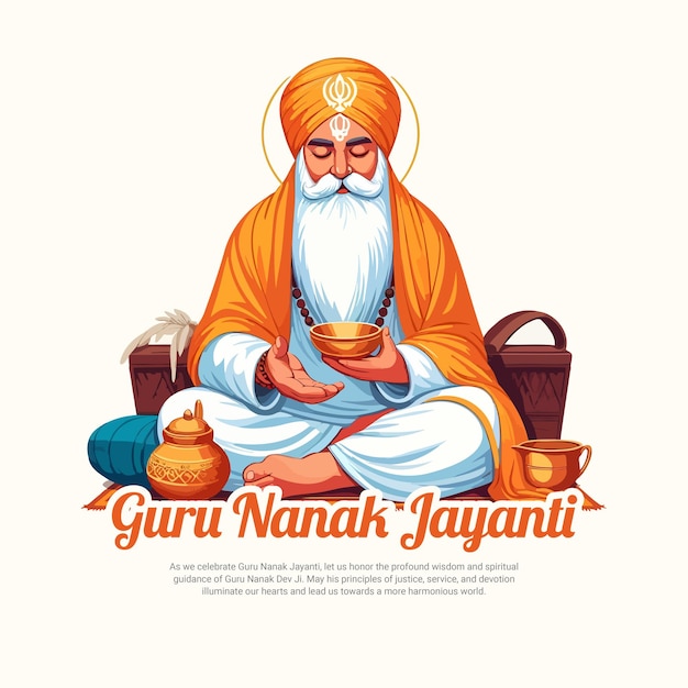 Vector guru nanak jayanti festival celebration social media post banner template