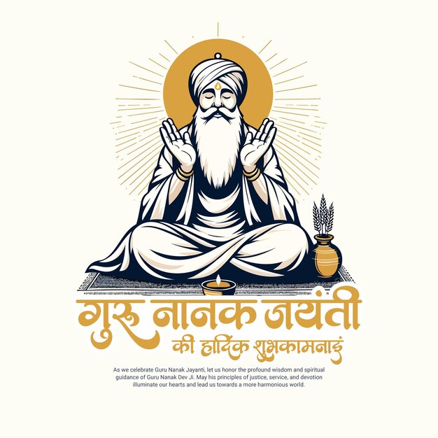 Vector guru nanak jayanti festival celebration social media post banner template