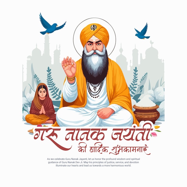 Vector guru nanak jayanti festival celebration social media post banner template