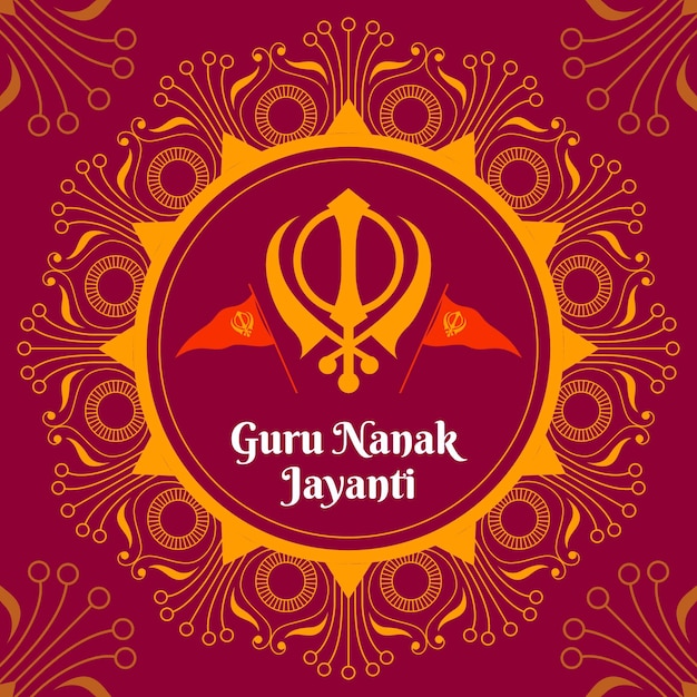 Guru nanak jayanti flat design background