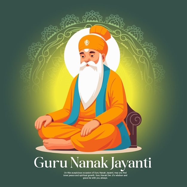 Vector guru nanak jayanti greetings and social media post