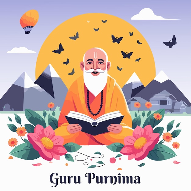 Vector guru purnima day greetings vector with beautiful design