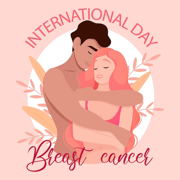 The guy hugs the girl in honor of International Breast Cancer Day