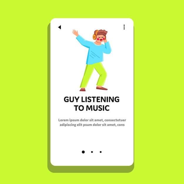 Guy listening to music vector