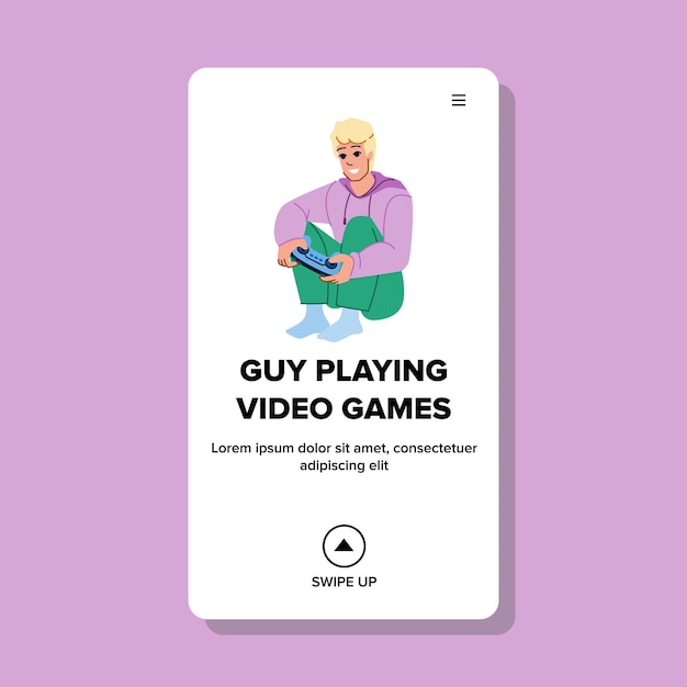 Guy playing video games vector