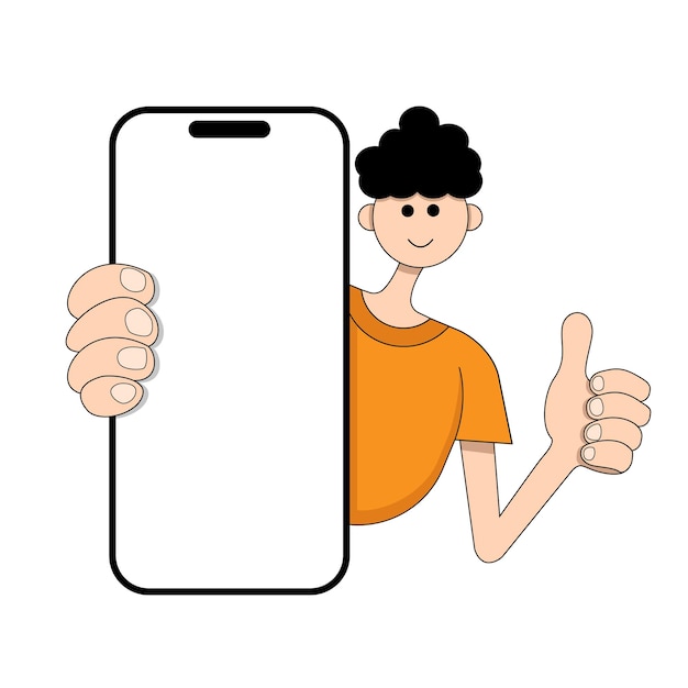 a guy with a mobile phone on a transparent background