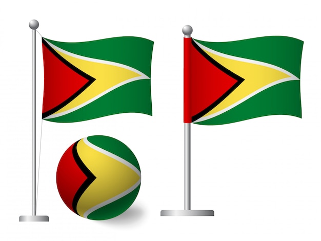 Guyana flag on pole and ball icon