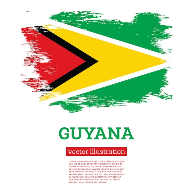 Guyana Flag with Brush Strokes Independence Day