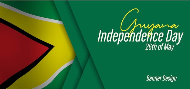 Guyana independence day greeting card banner vector illustration Guyana holiday 26th of May design element with waving 3D