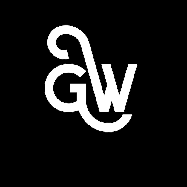 Vector gw letter logo design on black background gw creative initials letter logo concept gw letter design gw white letter design on black background g w g w logo