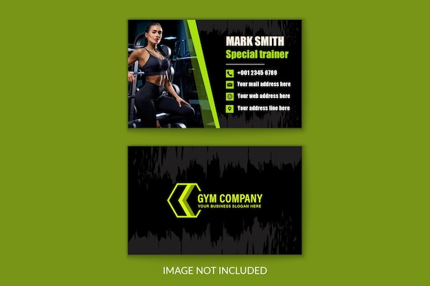 Gym business card template with photo